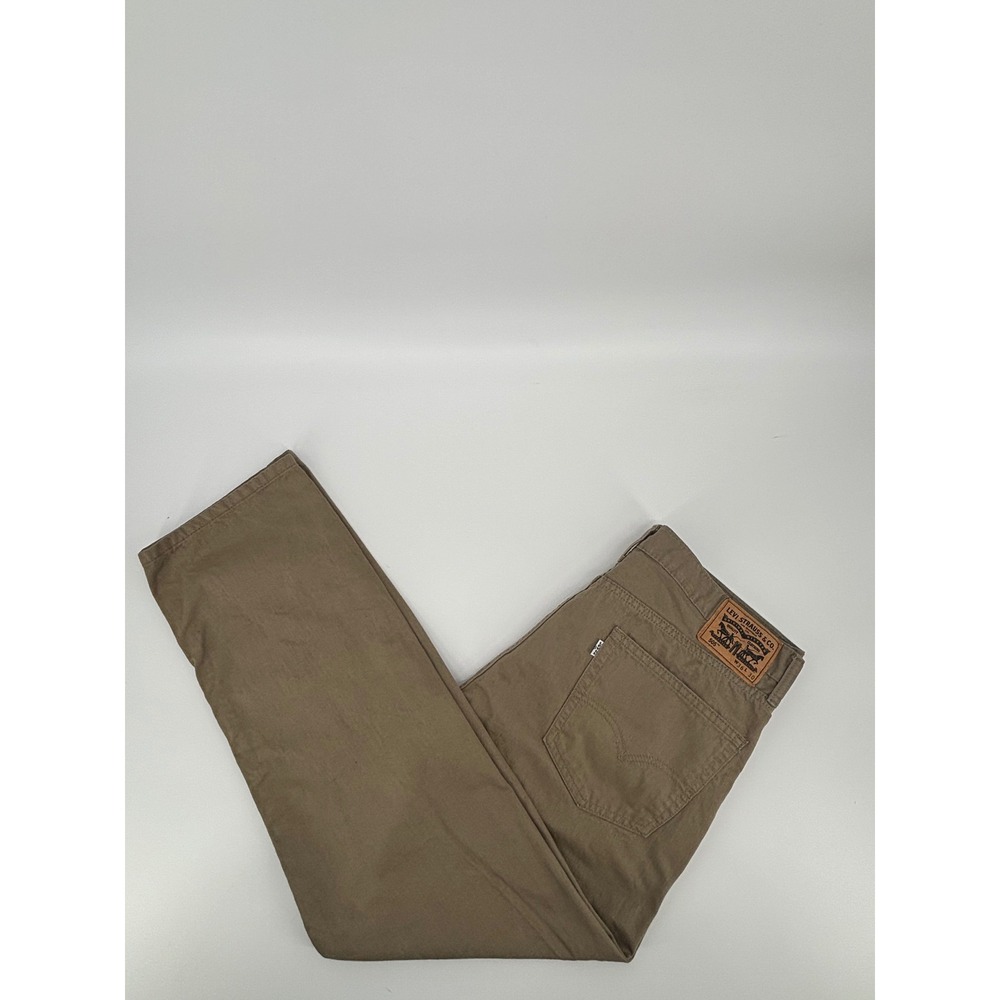 Levis 505 Regular Fit Khaki Tan Twill Pants Mens W36 L30 Straight Leg